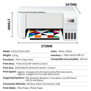 Impresora Multifuncional de Inyección de Tinta L3256 L3253 L3251, Inalámbrica, Impresión y Escaneo A4, para Hogar, Estudiantes, Oficina, Uso Fotográfico - Product Image 2