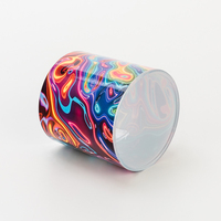 Tempat Lilin Kaca Tahan Panas dengan Motif Marmer Neon Swirl, Dapat Didaur Ulang, untuk Dekorasi Pernikahan dan Ruang Tamu