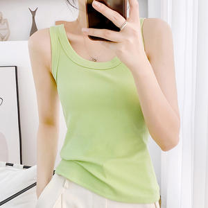 Camisole d'été pour femmes RUICHI avec coton et élasthanne côtelé 260GSM, anti-exposition, élégante, superposition et vêtement <span class=keywords><strong>extérieur</strong></span>, débardeur - Product Image 6