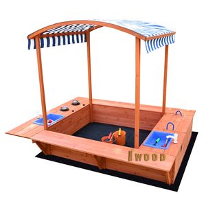 Bac à sable <span class=keywords><strong>en</strong></span> <span class=keywords><strong>bois</strong></span> <span class=keywords><strong>en</strong></span> gros avec auvent et éviers <span class=keywords><strong>de</strong></span> jeu, ensemble <span class=keywords><strong>de</strong></span> jeu extérieur pour enfants avec bancs pour <span class=keywords><strong>jardin</strong></span> et cour arrière - Product Image 2