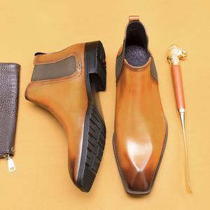 Bottes Chelsea pour hommes à lacets, à semelle épaisse, en cuir véritable, doublure polaire, style britannique, décontracté et professionnel, de haute qualité - Product Image 3