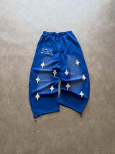 Pantalones Deportivos Personalizados de Algodón con Apliques de Estrellas Estilo Y2K Grunge, Estampado con Halo Decolorado, Pierna Ancha, para Hombre, Fabricante de Ropa - Product Image 1