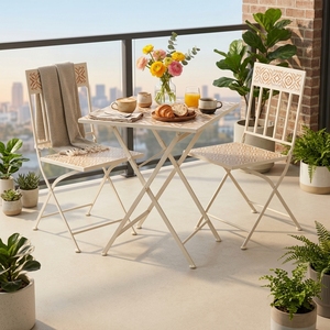 Conjunto de Muebles de Bistró para Exteriores, Plegable, para Patio, Jardín, Balcón, Cafetería, con Estructura de Hierro Compacta, Ahorra Espacio, para Terraza - Product Image 3