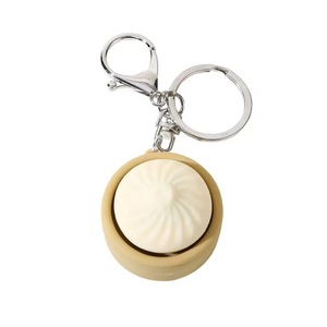 Cute Simulation Steamer Buns Decompression Button <b>Keychain</b> Small Pendant Book Bag Decoration Decompression Toy Model - Product Image 4