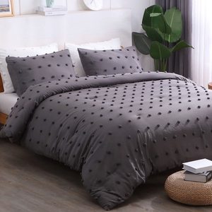 Ensemble de couette Queen (<span class=keywords><strong>90x90</strong></span> pouces) 3 pièces-Couette légère en coton jacquard doux avec 2 taies <span class=keywords><strong>d</strong></span>'<span class=keywords><strong>oreiller</strong></span> - Product Image 1