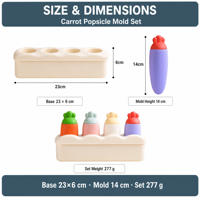 Moule à crème glacée Popsicle en silicone en forme de carotte 4 cavités sans BPA de qualité alimentaire réutilisable congélateur cuisine jus été