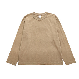 Wholesale 180g Heavy Weight 100% Cotton Oversized Men's Long Sleeve <b>Hip</b> Hop Knitted Blank Custom Logo Dyed T-shirts - Product Image 5