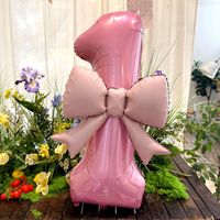 40 pouces Film aluminium Forme extraterrestre Rose Nœud papillon Ballons numérotés Décoration de fête d'anniversaire adulte Accessoires d'installation simples