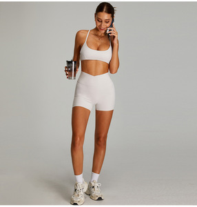 Women Adjustable Cross <b>Back</b> Thin Strap Sports Bra U Neck Removable Padded Buttery Soft <b>Low</b> Impact Pilates Workout Yoga Crop <b>Top</b> - Product Image 5