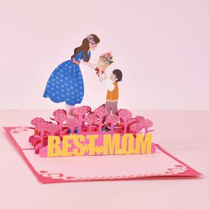 Cartes de vœux pour la fête des mères, cartes pliantes en papier 3D faites à la main avec la meilleure maman - Product Image 2