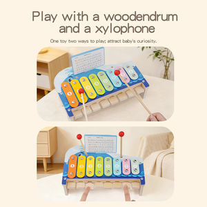 Kit musical éducatif 2-en-1 Qiaike en bois pour enfants, avec clavier de piano et <span class=keywords><strong>xylophone</strong></span> (8 gammes) - Product Image 2