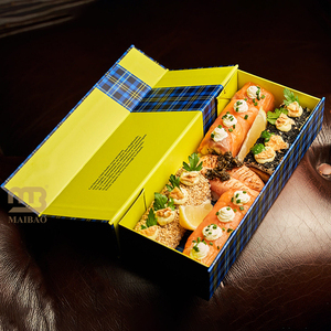 Biểu tượng tùy chỉnh dùng một lần Sushi Set hộp thiết kế mới nhanh chóng bao bì thực phẩm Takeaway Sushi hộp giấy màu đen Sushi đưa ra container - Product Image 1