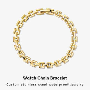 Fabricants de bijoux personnalisés LUCKYJIU, chaîne de <span class=keywords><strong>montre</strong></span> en acier inoxydable plaqué or 18 carats, résistante à l'eau et à la ternissure, vente en gros - Product Image 1