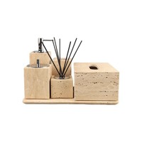 Ensemble d'accessoires de salle de bain en pierre de grotte jaune vent silencieux pour décoration de maison ou d'hôtel