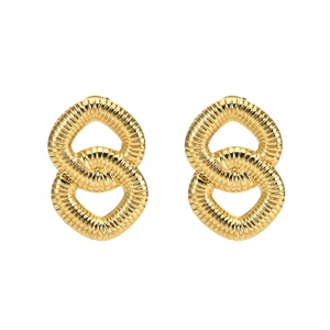 Nouvelles boucles d'oreilles européennes et américaines pour femmes en acier inoxydable 304 électroplaqué, design rétro, haut de gamme, géométriques irrégulières - Product Image 5