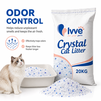 Litière pour chat en cristal de silice en vrac 20 kg, faible teneur en poussière, absorption rapide, contrôle des odeurs, fournisseur d'usine
