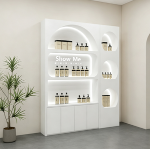 Vitrine de présentation moderne blanche sur mesure en MDF, unité d'étagère de vente au détail pré-assemblée, vitrine de magasin autoportante - Product Image 2
