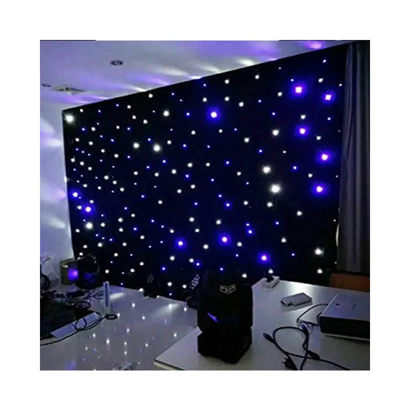 Full color Starry Sky Cloth Drape Background Stage Disco DJ Wedding RGB Star Led Light Curtain With DMX For Decoration Backdrop