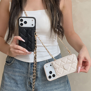 Funda Protectora de Lujo con Diseño de Diamantes 3D y Ranuras para Tarjetas, con Cadena Cruzada para 17 Pro Max Air 16 15 14 <span class=keywords><strong>13</strong></span> 12 <span class=keywords><strong>11</strong></span> Plus (sin Logotipo) - Product Image 3