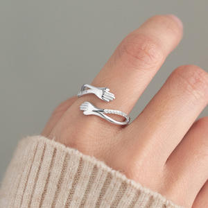 Anillo de Pareja con Diseño de Abrazo, Versión Coreana, Estilo <span class=keywords><strong>Jane</strong></span> <span class=keywords><strong>Eyre</strong></span>, Anillo Abierto con Circonita - Product Image 2