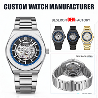 Montre de Luxe Automatique Besseron Skeleton 8N24 avec Aiguilles Lumineuses pour Homme, Idéale pour un Cadeau, Personnalisable avec Logo et Nom
