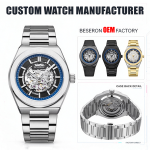 <span class=keywords><strong>Orologio</strong></span> da uomo <span class=keywords><strong>di</strong></span> lusso 2026 Besseron Skeleton Automatico 8N24 con lancette luminose, personalizzabile con logo e nome, ideale come regalo - Product Image 1