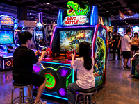 Machine d'arcade de tir d'aventure préhistorique reconditionnée, jeu de balle à monnayeur en métal pour 2 joueurs, utilisation en intérieur, divertissement familial
