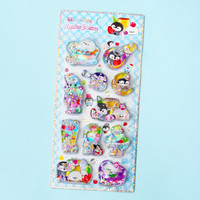 Autocollants 3D à vibration liquide motif dessin animé mignon, autocollants aquatiques 3D, autocollants à paillettes remplis d'eau pour la décoration de scrapbooking DIY pour enfants, vente en gros