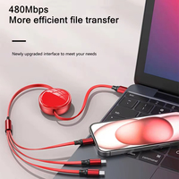 HYTO OEM Logo Cadeau Câble de Données Tressé en Nylon 1.2M 3 en 1, Câble de Charge USB Rétractable Multiple 100W TPE pour Téléphone/Type-C/Android