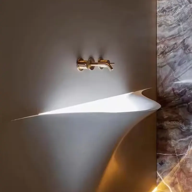 New Ceramic Sinks Bathroom Washing Basin Unique Pedestal Wall Mount Sink Wash Basin Luxury Wall Hung WashBasin With Vanity