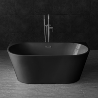 Baignoire autoportante noire en acrylique poli de qualité professionnelle Gurgle pour fabricants, entreprises commerciales et entrepreneurs