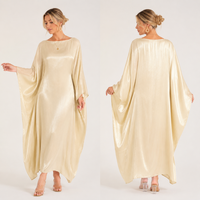 Robe Abaya de Soirée Longue Ample en Satin Brillant de Luxe 2026 pour Femme, Manches Chauve-Souris, Idéale pour les Fêtes en Australie