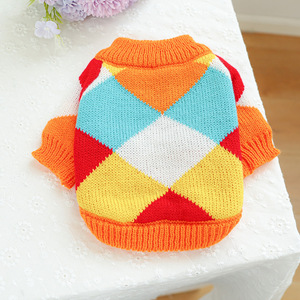 सस्ती कीमत नारंगी प्लेड पैटर्न बुनाई जैम्पर कुत्ते गर्म कोट बुनाई बिल्लियों और कुत्तों के लिए गर्म कपड़े - Product Image 1