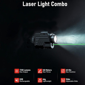 Torcia Tattica LED Combo con Raggio Blu, Rosso e Verde, Batteria Ricaricabile USB, 800 Lumen, Distanza del Fascio 160m - Product Image 4
