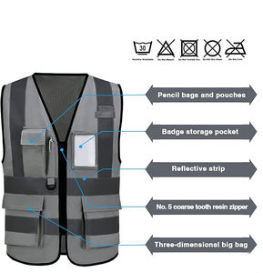 Chaleco de Seguridad Reflectante Naranja con Múltiples Bolsillos, Alta Visibilidad, Cremallera, Certificado ANSI Clase 1 EN 20471, Logotipo Personalizado - Product Image 4