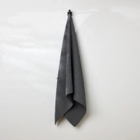 Serviette de bain gaufrée grande taille en microfibre, couleur unie ; Bordure surjetée assortie, texture gaufrée tridimensionnelle