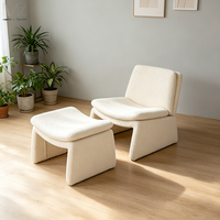 Fauteuil d'appoint blanc en bouclette, style nordique minimaliste moderne, pour salon et maison