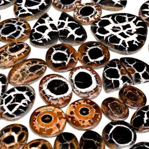 Gran oferta, par septariano negro, venta al por mayor, piedras preciosas de cuarzo Natural, par de cabujones septarianos negros sueltos para la fabricación de joyas - Product Image 4