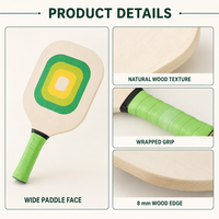 Ensemble de raquettes de pickleball rectangulaires en bois pour jeunes, en peuplier, personnalisé pour les sports de plein air
