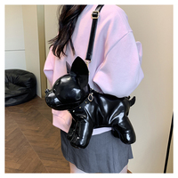 Tas Berbentuk Bulldog Prancis Wanita 3D Bentuk Hewan Anjing Tas Selempang Kulit PU untuk Penggunaan Sehari-hari, Pesta, dan Perjalanan