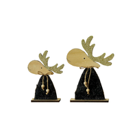 Ornements de wapiti en bois de Noël Ornements de fenêtre Cadeaux Décorations de renne de Noël