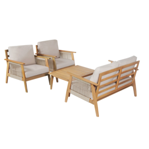 Ensemble de canapés de patio modulaires modernes et durables en <span class=keywords><strong>bois</strong></span> d'<span class=keywords><strong>acacia</strong></span> et corde, 4 pièces - Product Image 1