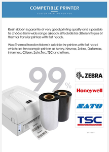 เครื่องพิมพ์บาร์โค้ดแบบถ่ายโอนความร้อน ยี่ห้อ DOWREN รุ่นพรีเมียม ความกว้าง 24 มม. ใช้ริบบอนเรซิ่น ใช้ได้<span class=keywords><strong>กับ</strong></span>เครื่องพิมพ์ฉลาก Zebra TSC - Product Image 4