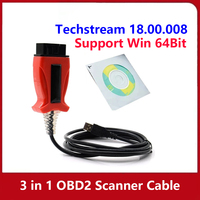 JLR Pro J2534 3-en-1 pour Volvo et pour TOYOTA TIS Techstream 17.30.011 Câble de diagnostic OBD2 Outils de diagnostic
