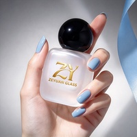 Flacon de parfum en verre vide de 15 ml, carré plat, dépoli transparent, avec pompe pulvérisatrice à sertir de 15 mm et capuchon à bille ABS noir et argenté