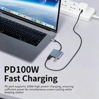 USB 3.1 Type-C to HDTV 3-in-1 Expansion Dock for Gaming Consoles Mobile Phones Tablets and Laptops Multi-functional Hub