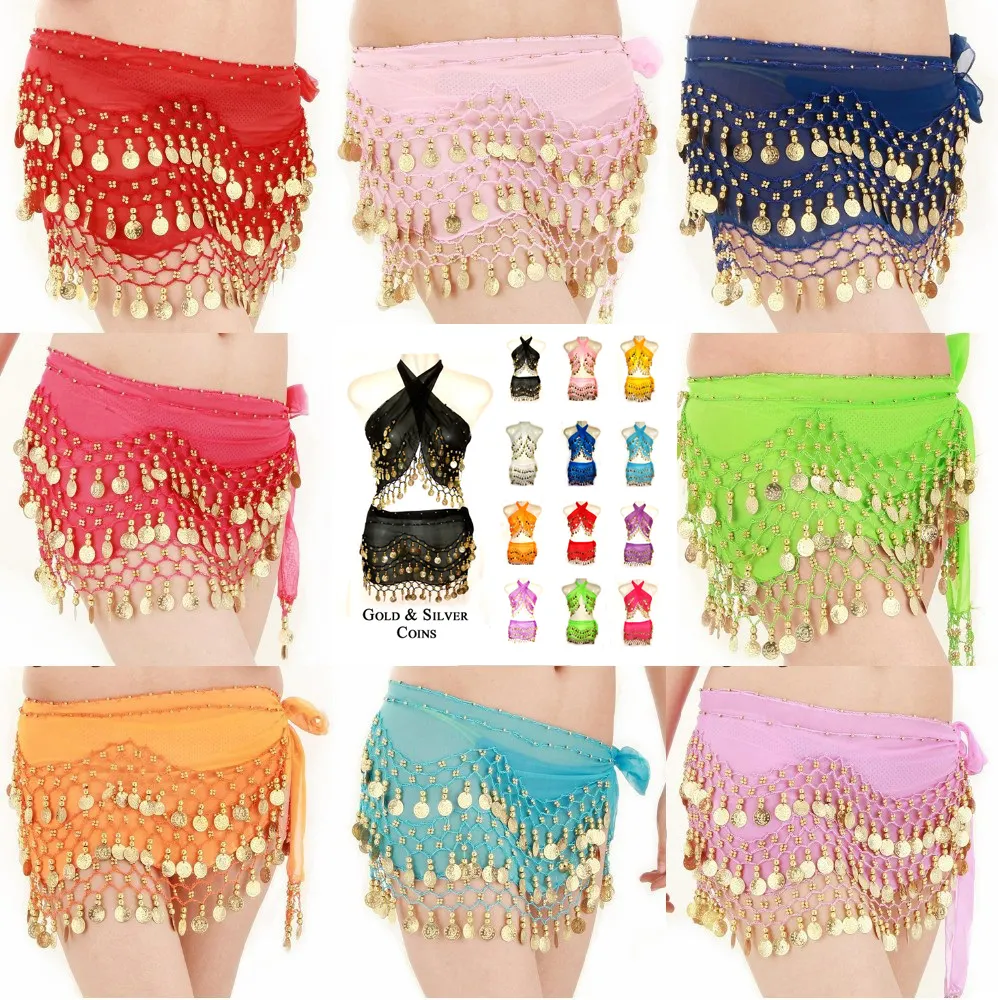 Gold Coin Belt Buckle Gold Coin Belly Dance Hip Scarf Belt - 3