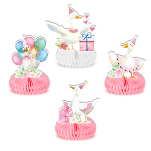 Huancai stupidi oca a nido d'ape centrotavola da tavolo Toppers 9 pezzi appesi ventagli di carta per bambini decorazioni di compleanno forniture per feste - Product Image 3