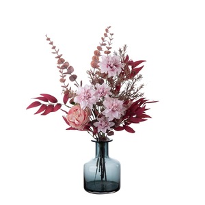 ช่อดอกดาเลียประดิษฐ์ CallaFloral สีชมพูแดง ทำจากพลาสติกและผ้าทอ สำหรับตกแต่งงานแต่งงานและบ้าน CF01279 - Product Image 5