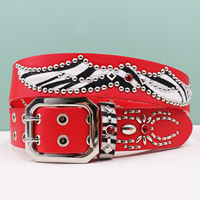 Ceinture en cuir à rivets Y2K Haute Couture, style rétro punk araignée, pour homme, ceinture de créateur exclusive pour jeans.